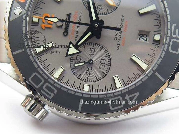 1223 Planet Ocean Master Chronometer Chrono SS OM 1:1 Best Edition Gray Dial On SS Bracelet A Reliable 8180